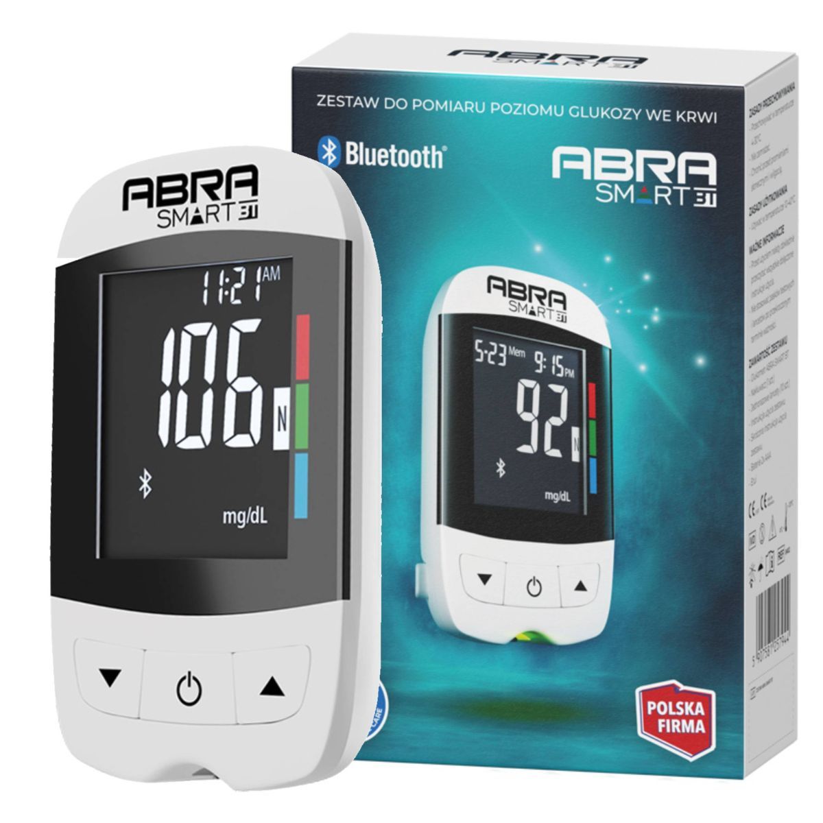 Glukometr do mierzenia glukozy ABRA Smart BT Bluetooth